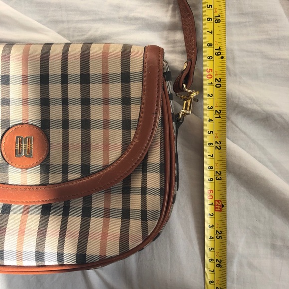 Vintage 80s Plaid Canvas/ Leather Cross Body Bag - Picture 14 of 16